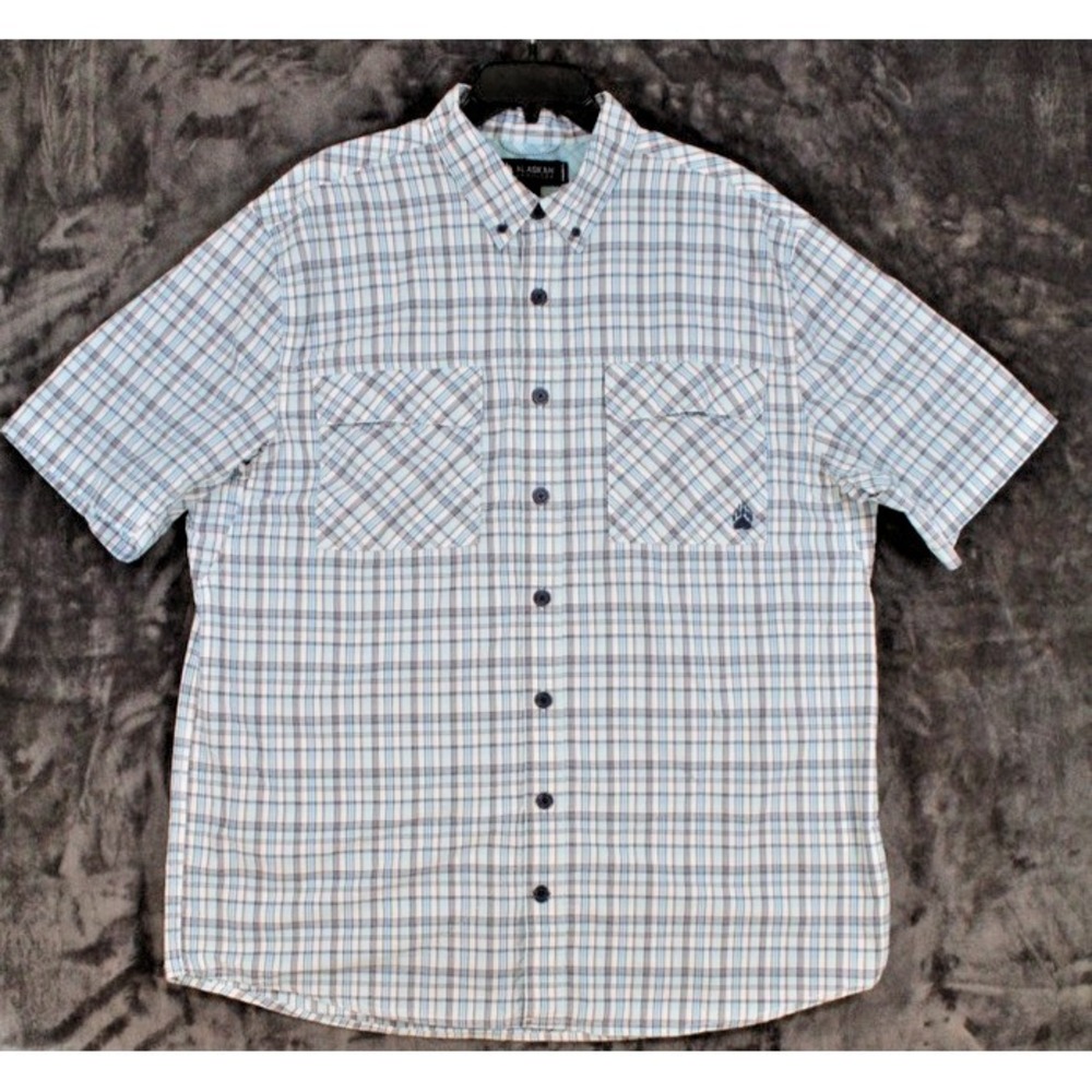 Duluth Alaskan Hardgear Button UPF 45 Vented Shirt Men's Size XL Tall Blue Plaid